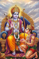 Two deities in ornate attire with a celestial background