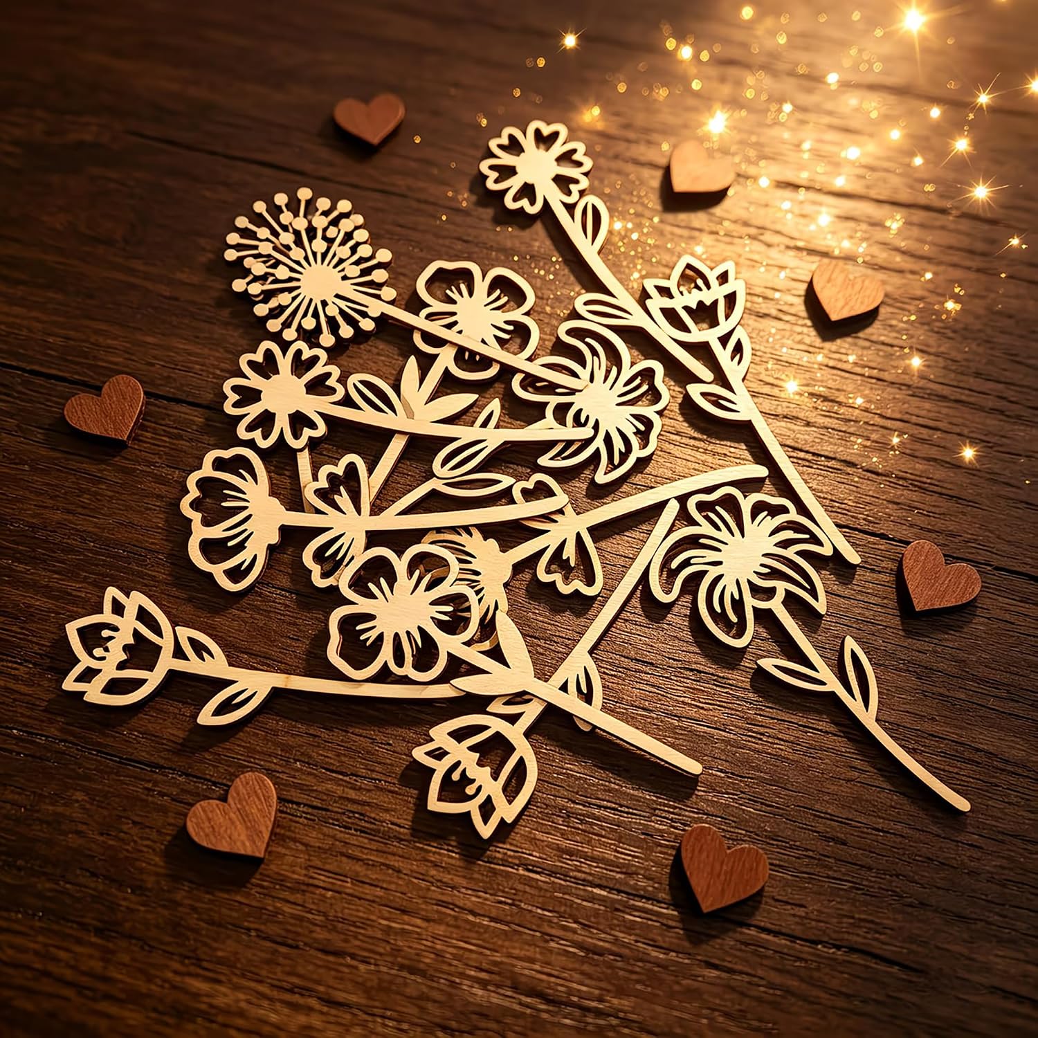 unfinished wooden flowers