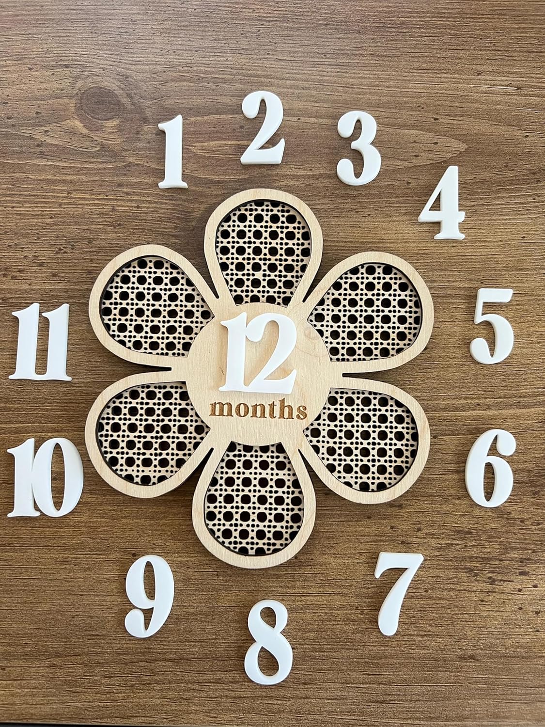 Cliths Double Sided Baby Monthly Photoshoot Props Interchangeable Numbers Milestone Card for Newborn, Baby Shower Gift (6x6.5 Inch)