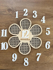 Cliths Double Sided Baby Monthly Photoshoot Props Interchangeable Numbers Milestone Card for Newborn, Baby Shower Gift (6x6.5 Inch)