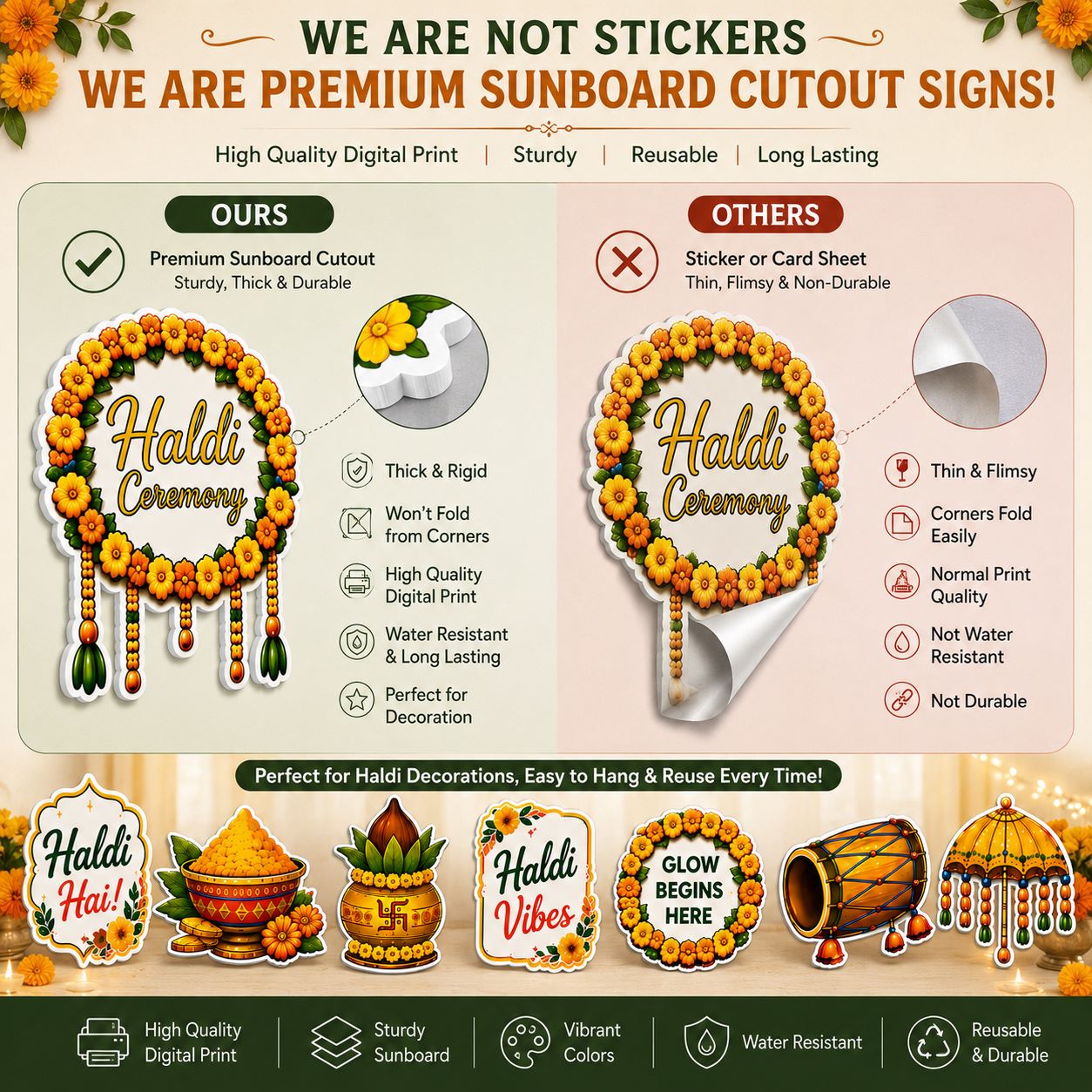 3mm thick Haldi ceremony signboard cutouts