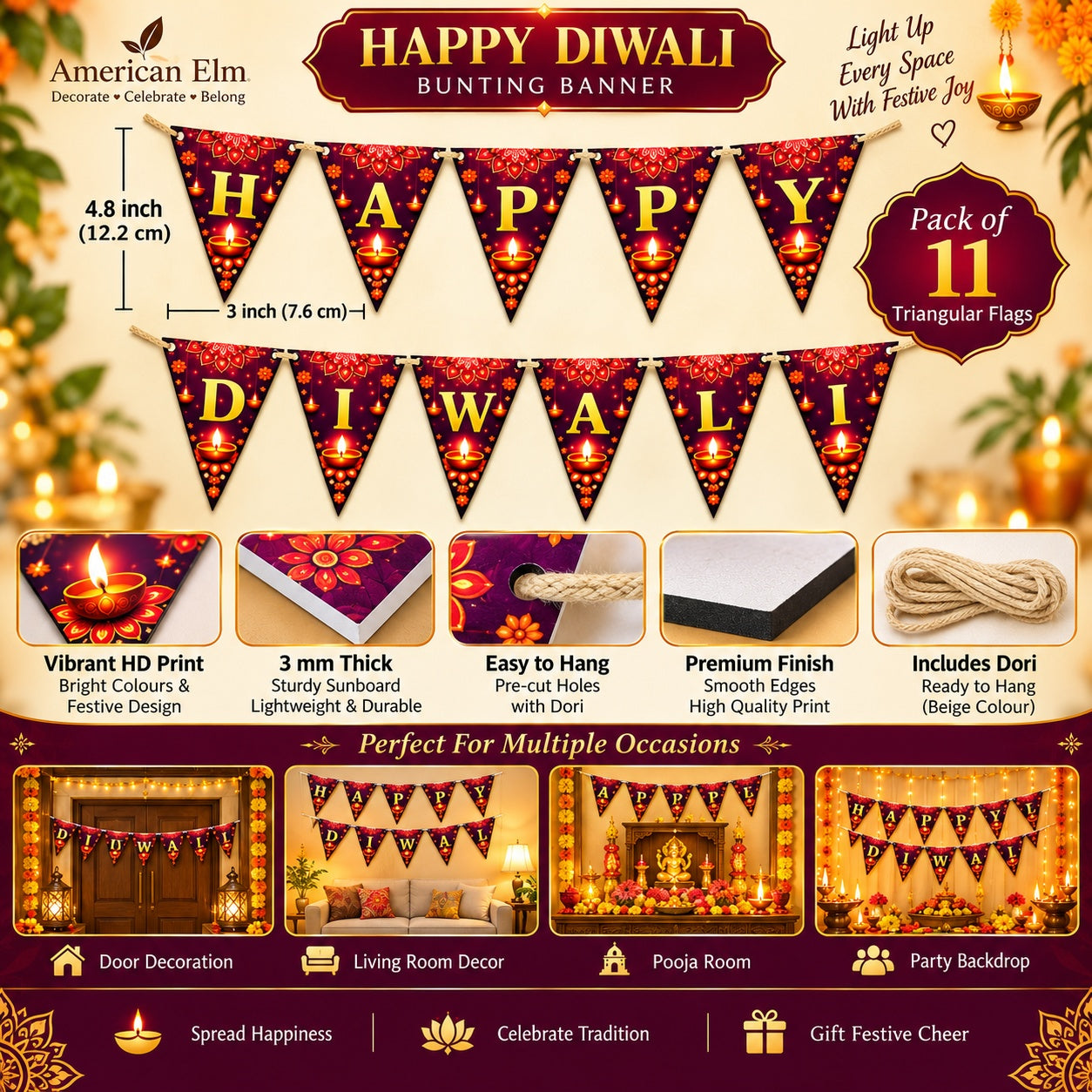 lightweight Diwali hanging banner pack
