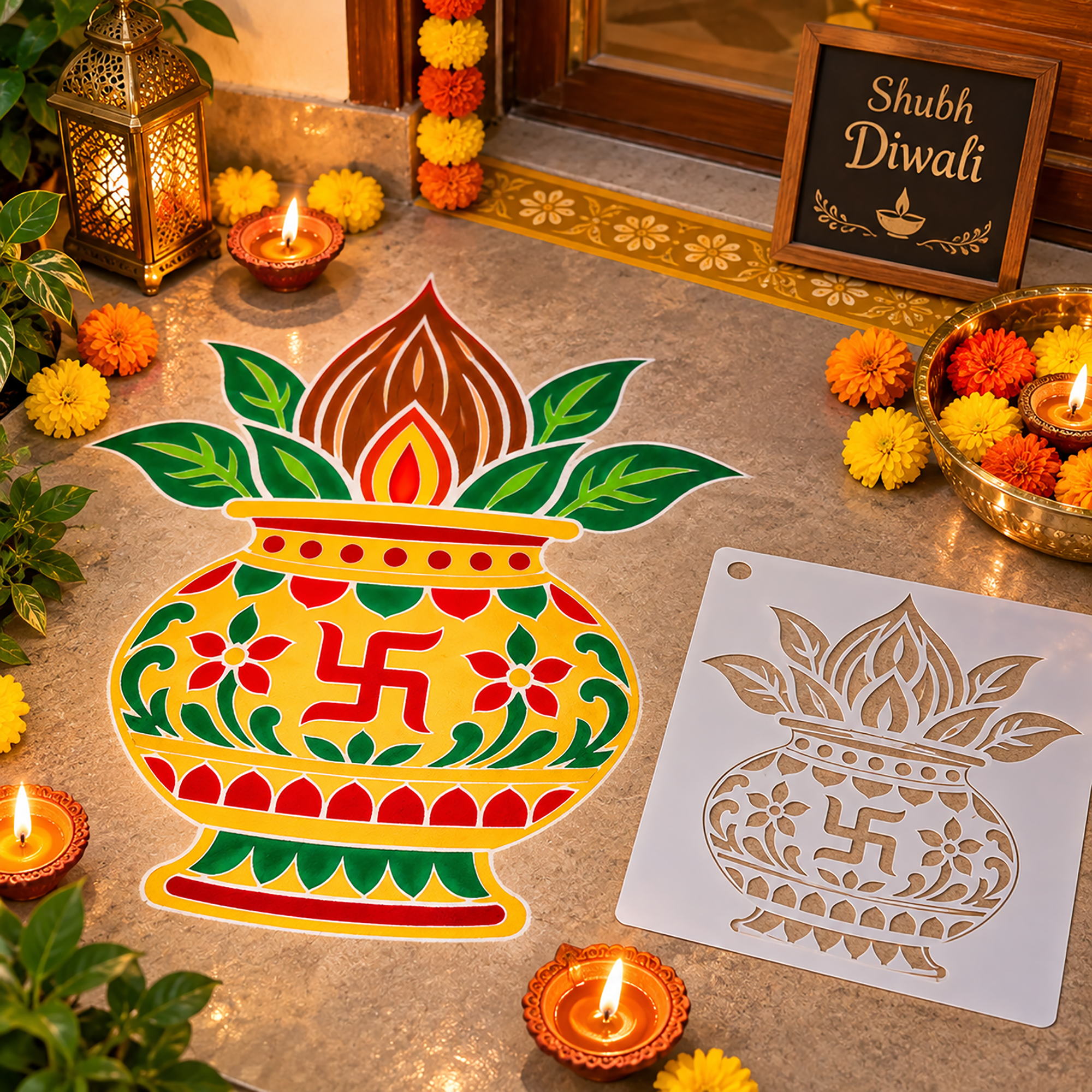 kalash stencil for wooden crafts
