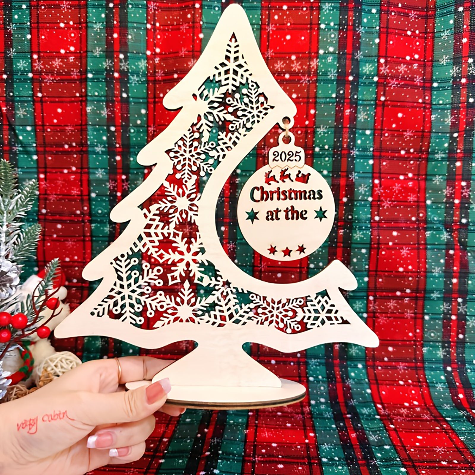 wooden christmas tree decoration