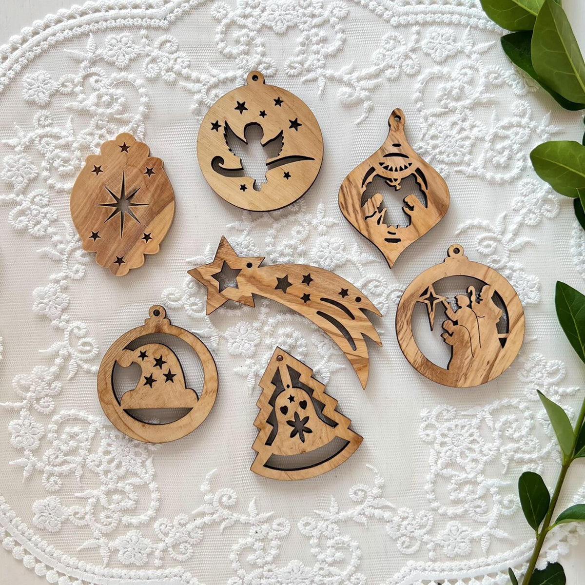 olive wood Christmas ornaments