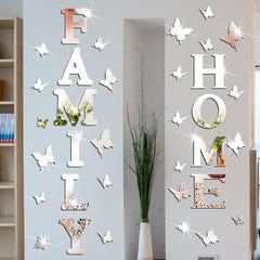 reflective silver wall stickers with butterfly design