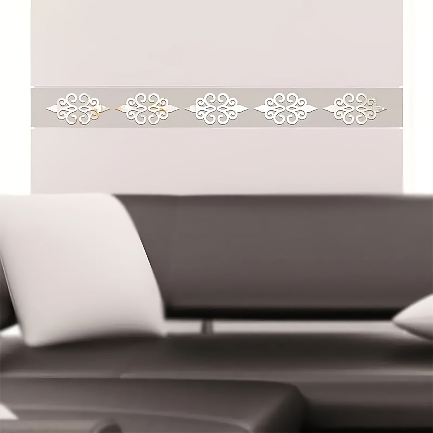 Decorative border with floral patterns on a neutral background