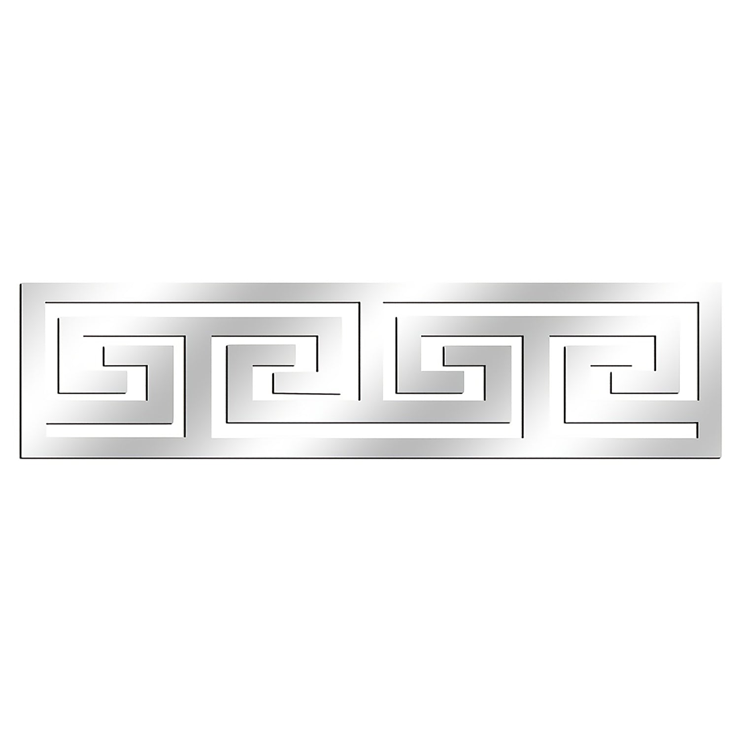 Decorative metallic border with Greek key pattern on a white background