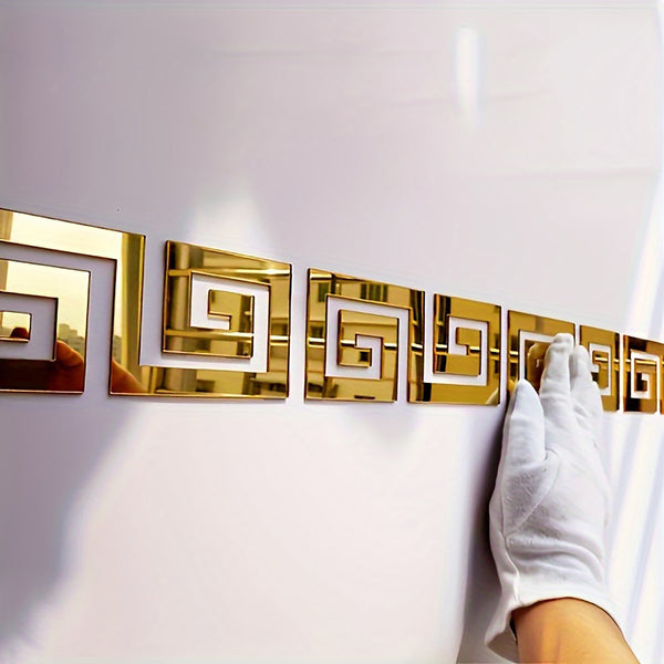 Cliths 20pcs Geometric Acrylic Mirror Wall Stickers Golden Finish  Living Room,