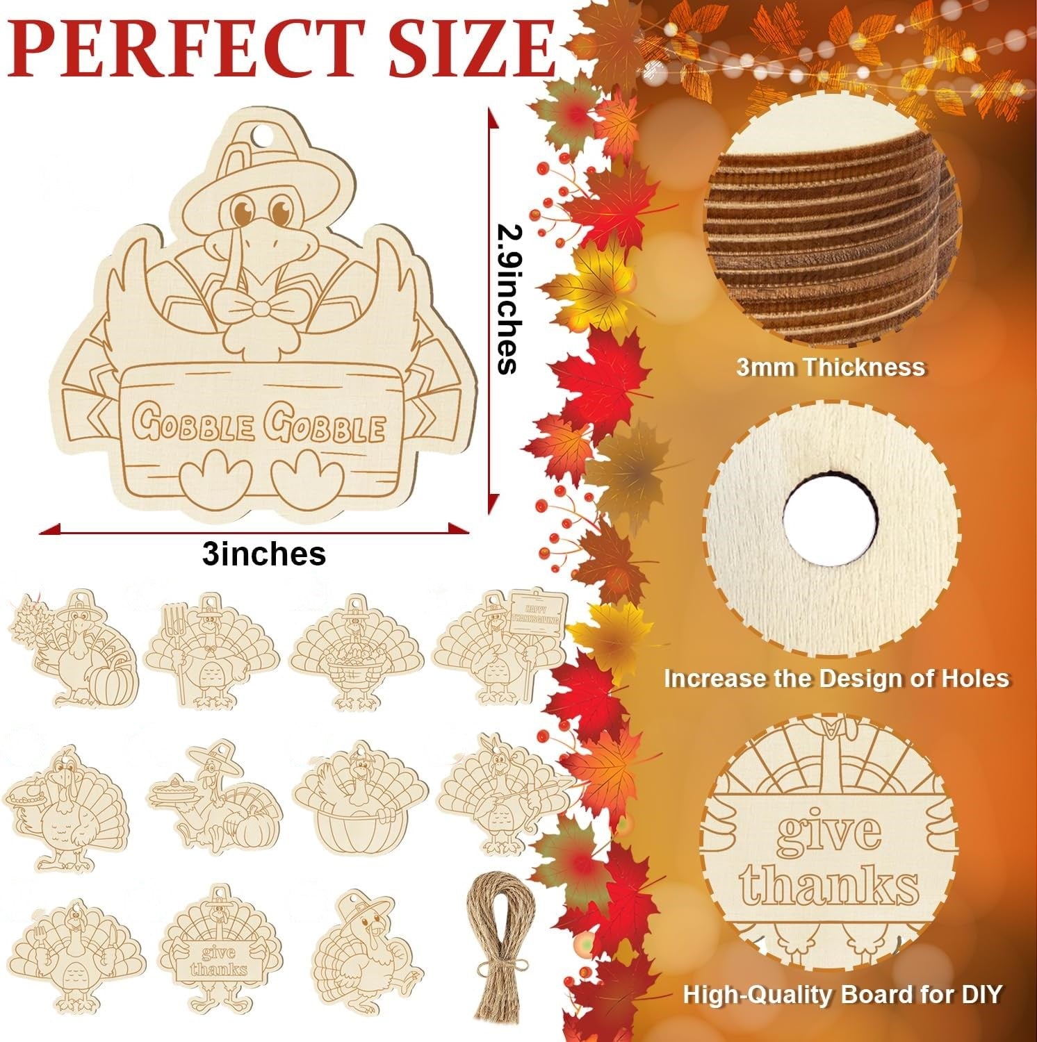 unfinished wood thanksgiving shapes