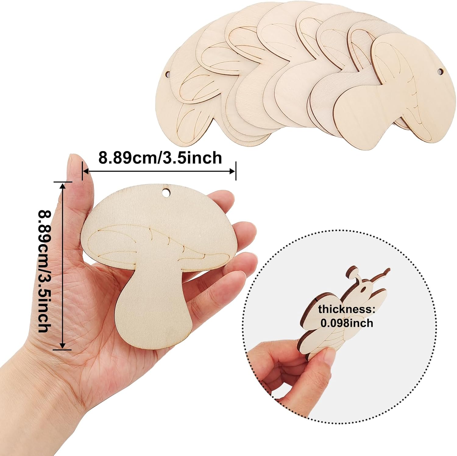unfinished wood mushroom shape