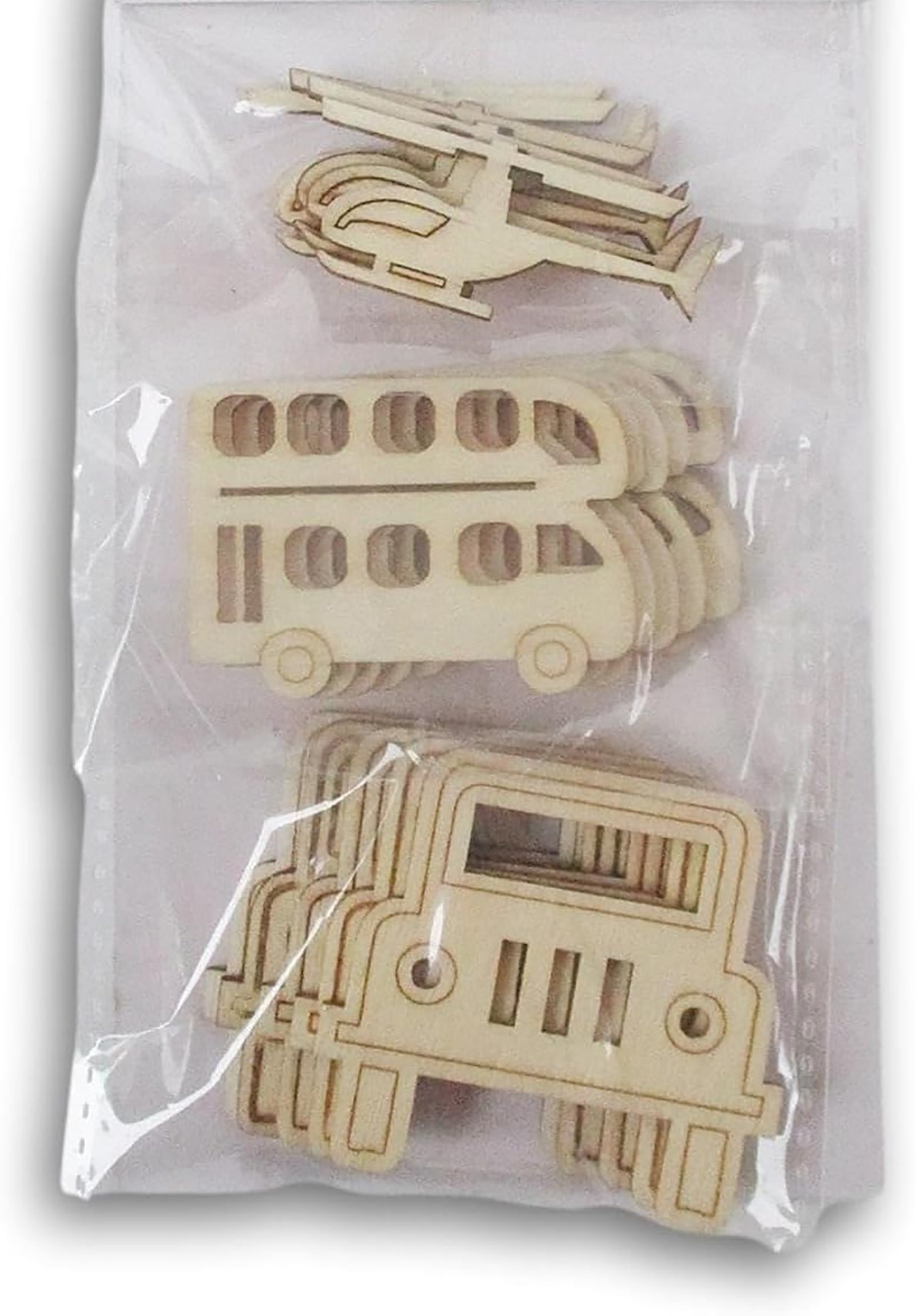 helicopter bus jeep wood cutout