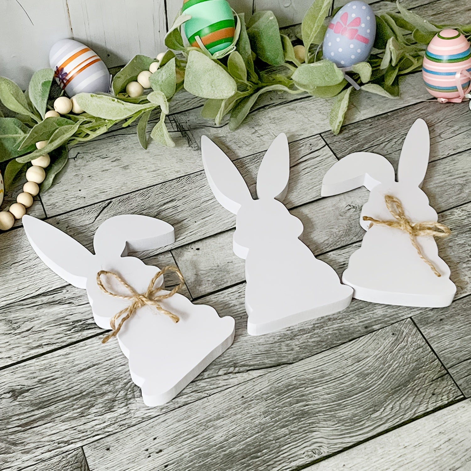 Buy Easter Table Decor 3 Piece Vintage Rabbit Figurines PVC on cliths ...