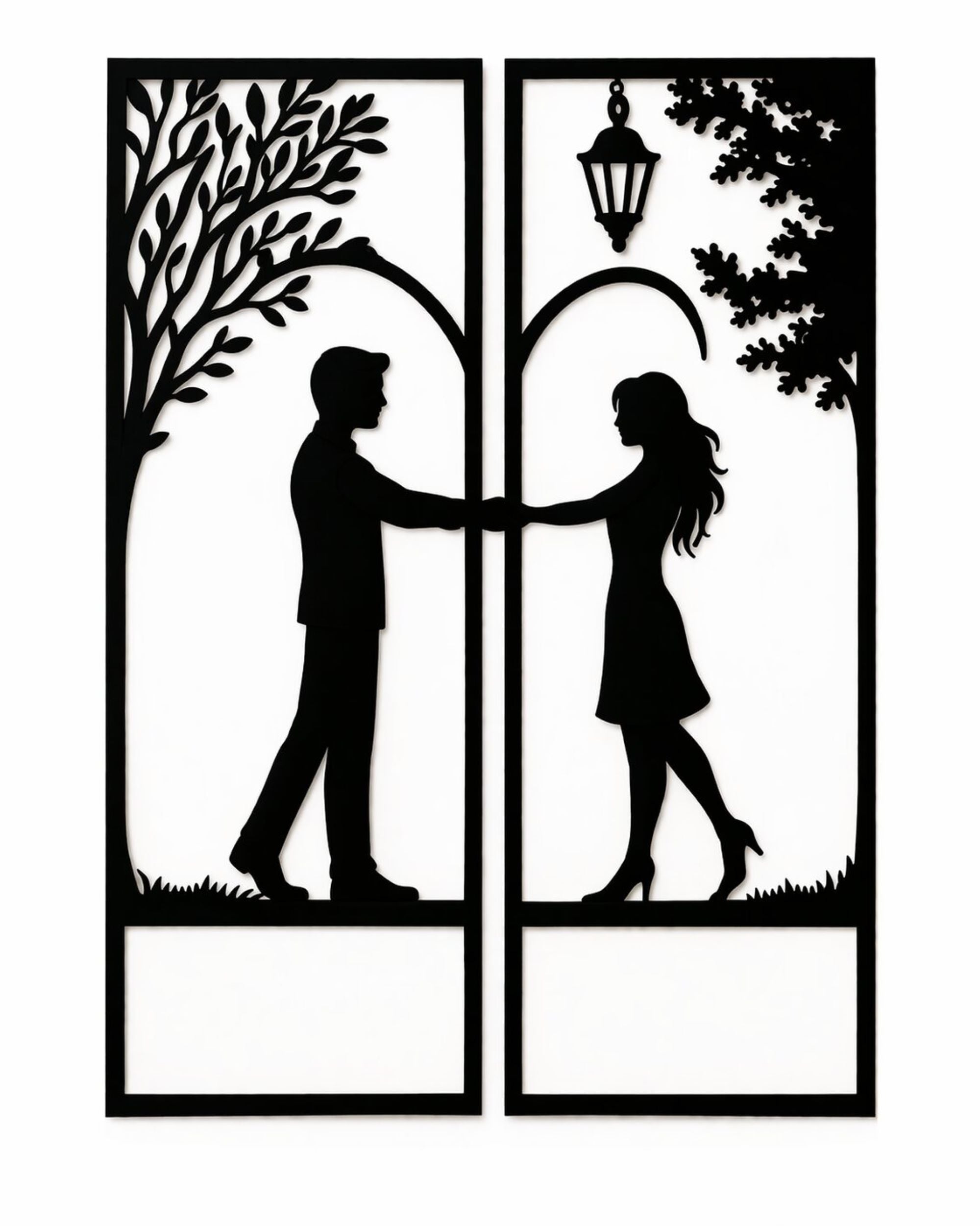 romantic couple wall decor wooden black art set