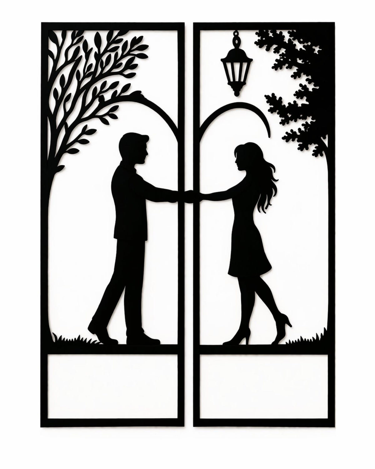 romantic couple wall decor wooden black art set