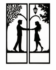 romantic couple wall decor wooden black art set