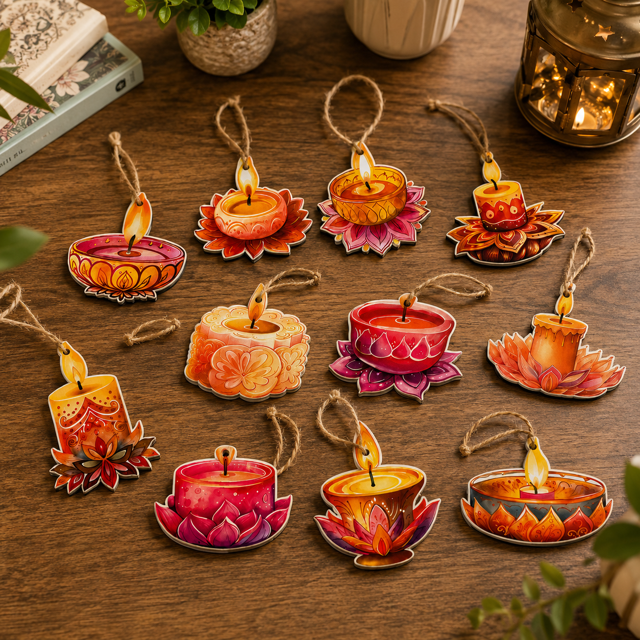 MDF diya hanging decoration set