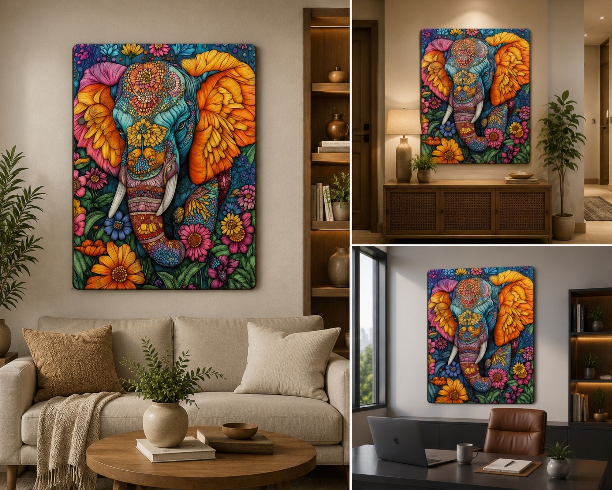 Digital Printed Elephant Wall Painting