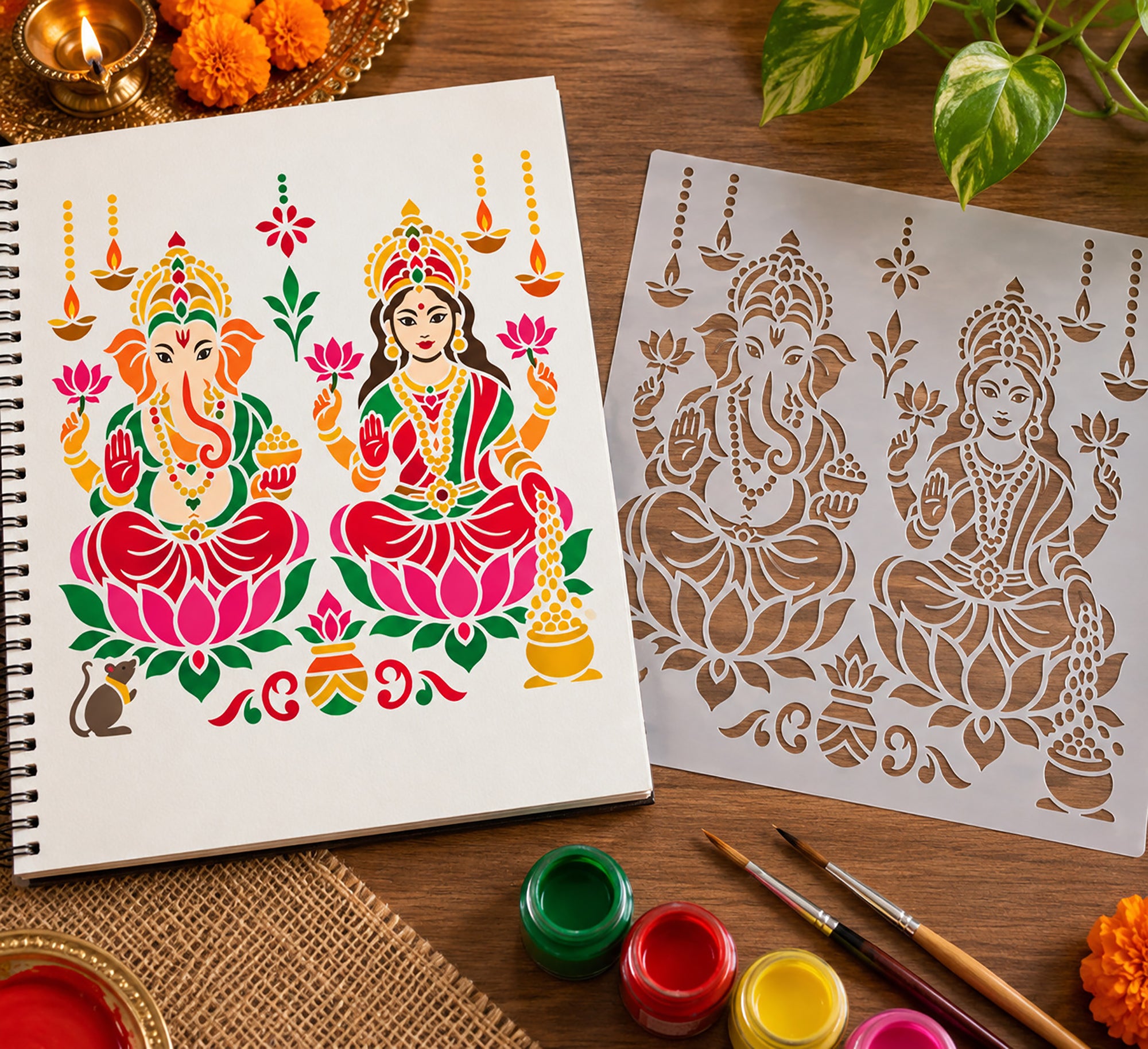 reusable diwali stencil for wall and home decoration
