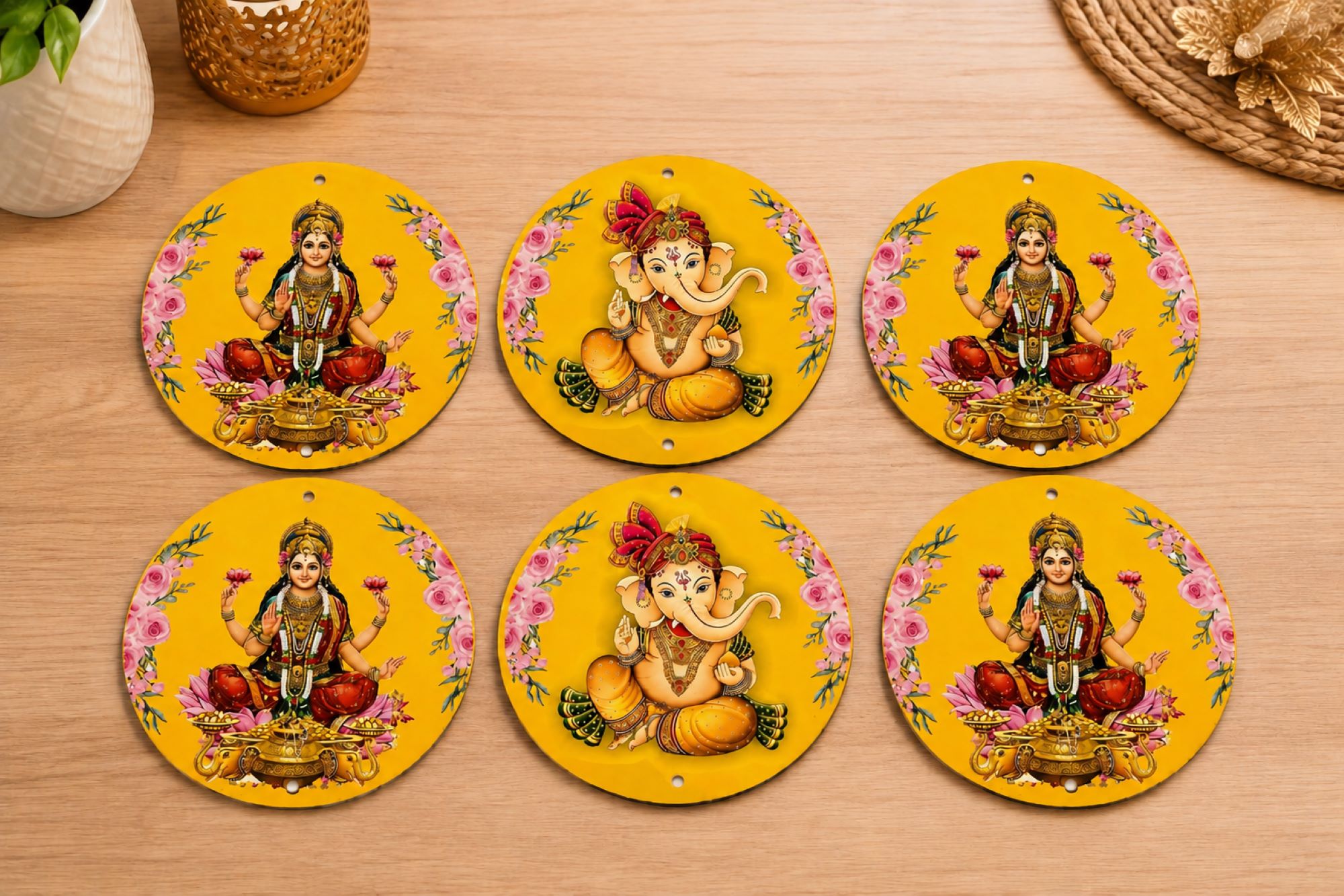 lakshmi ganesha printed mdf cutout
