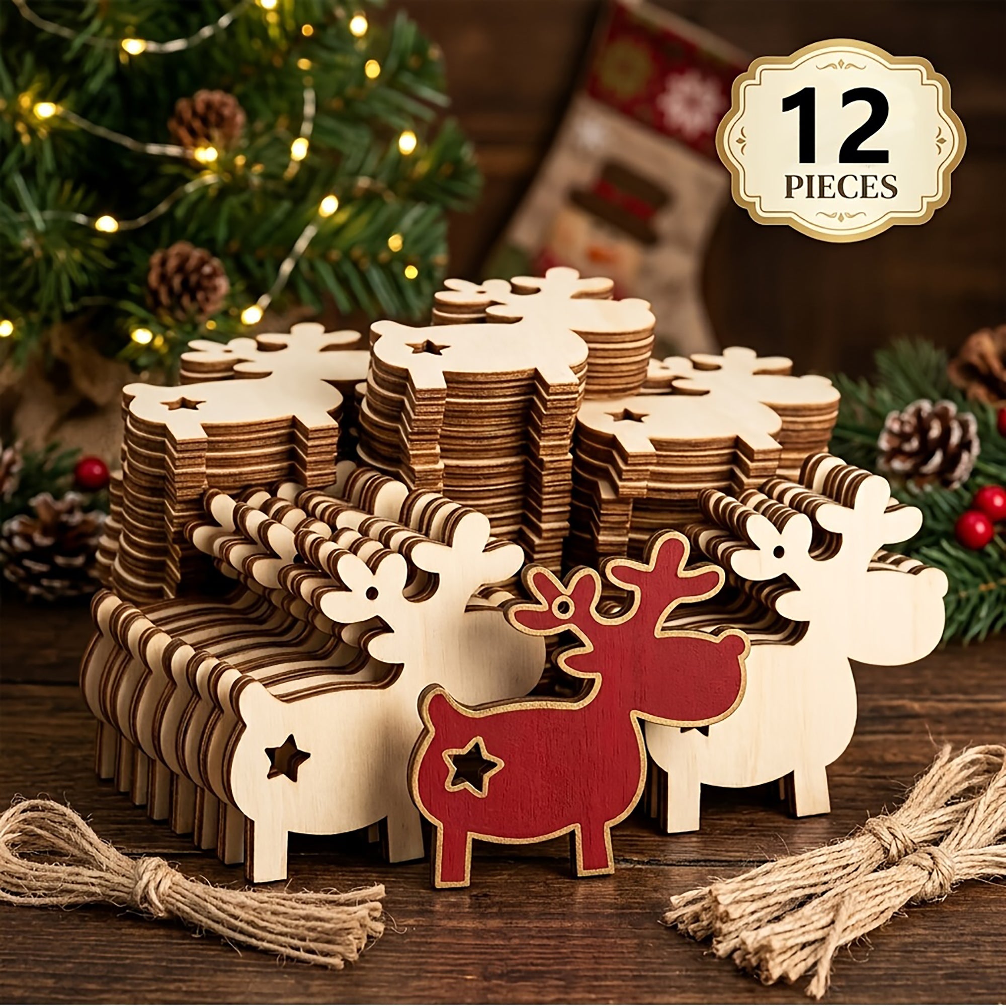 diy wooden reindeer and star ornaments for holiday crafts
