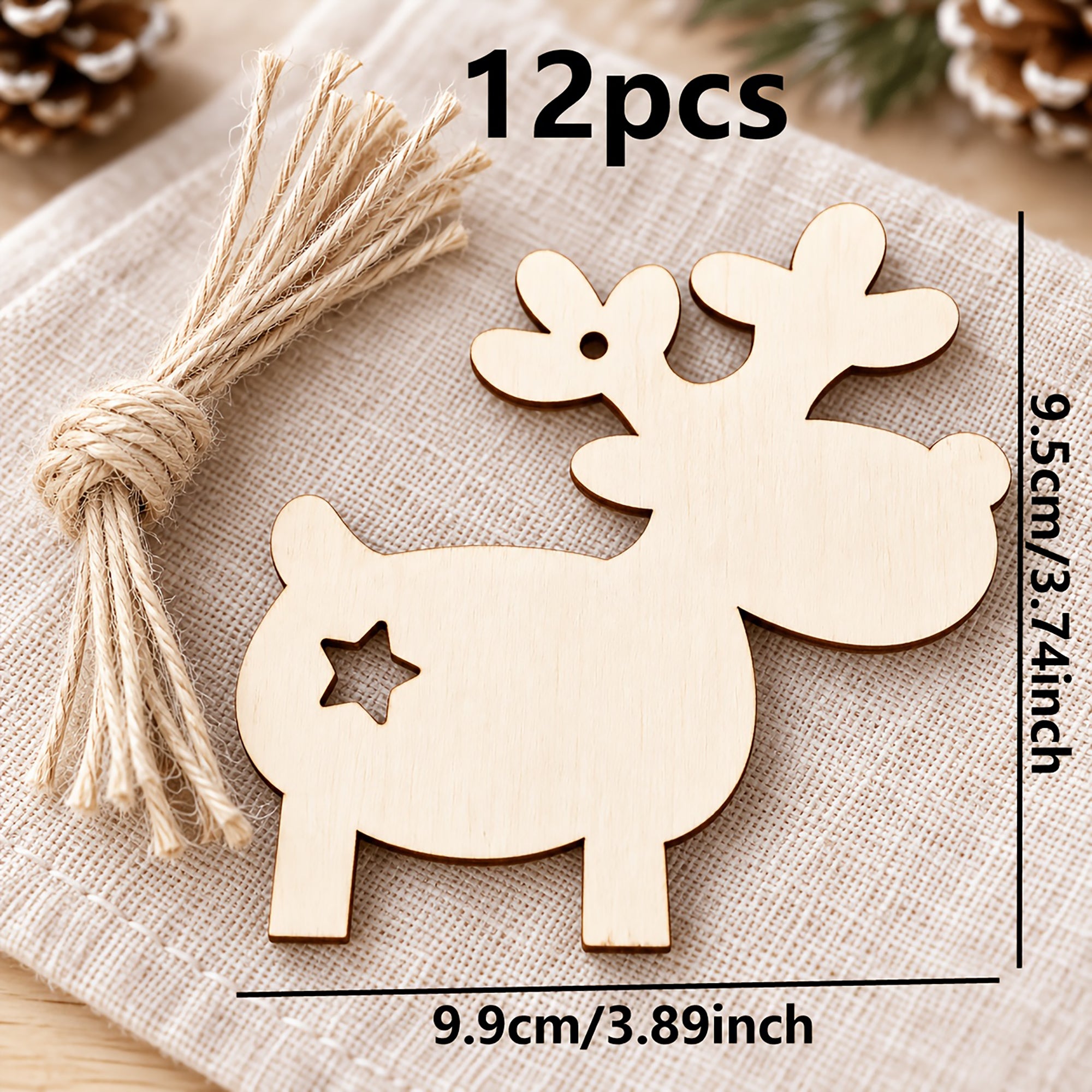 pack of 12 wooden christmas ornaments for painting
