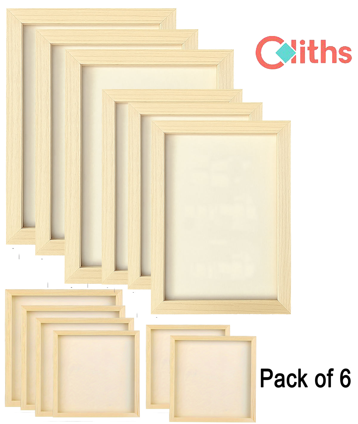 Cliths Wooden Trays for DIY Crafts, Painting, Dyeing Ideal for Home Decor, Art Projects, Canvas (Pack of 6)
