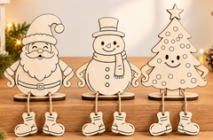 flat wooden Christmas ornament shapes for DIY crafts