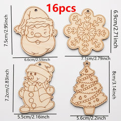 16 pieces wooden Christmas ornament blanks for DIY