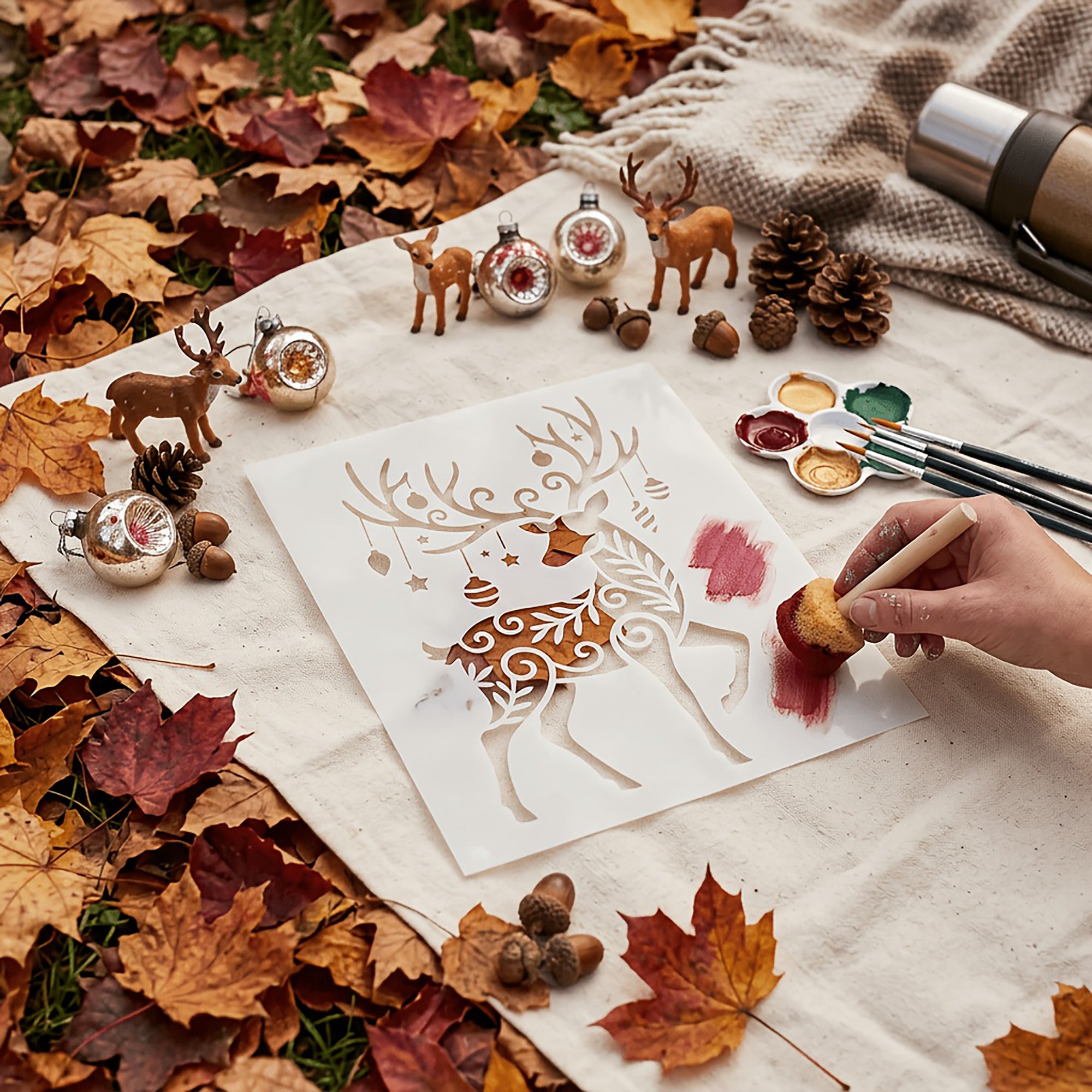christmas ribbon gift box stencil for wall painting