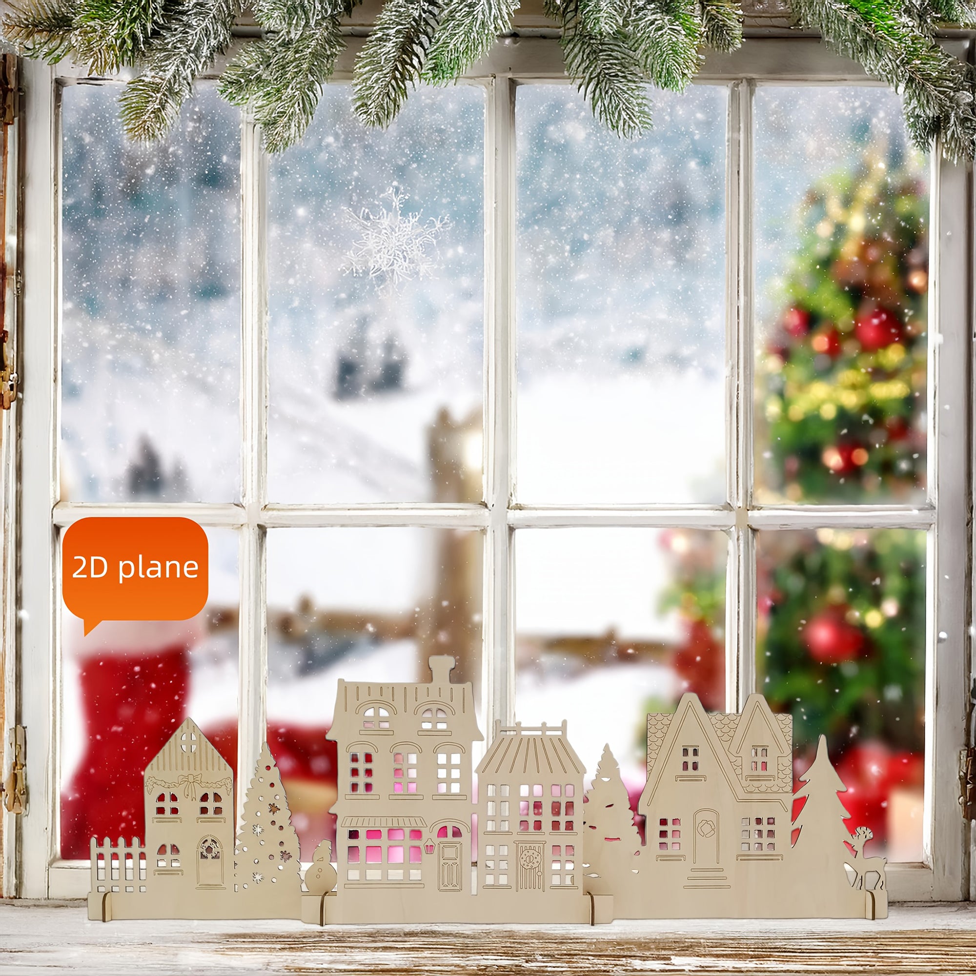 winter festive wooden holiday village décor set india