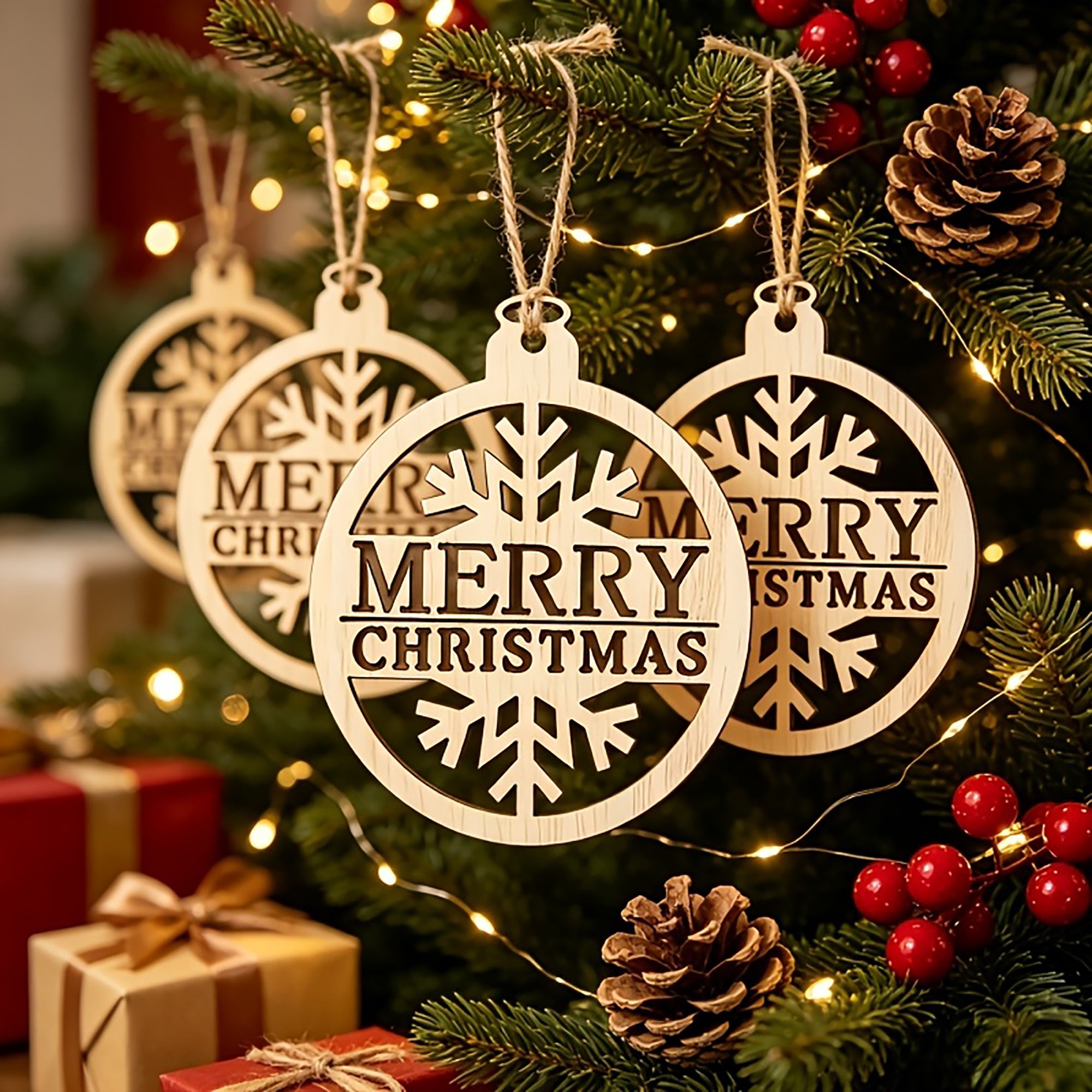DIY wooden Christmas tree hanging decoration shapes