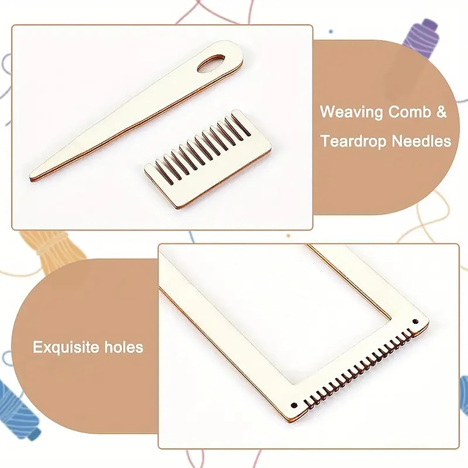 Wooden Weaving comb and teardrop needles 