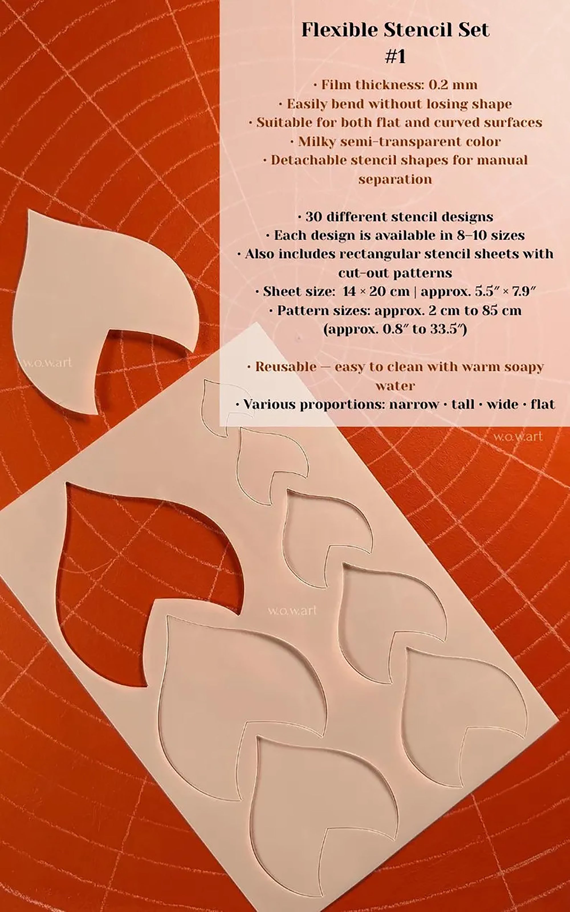 reusable stencil set for fabric and wood
