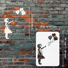 girl with balloon stencil
