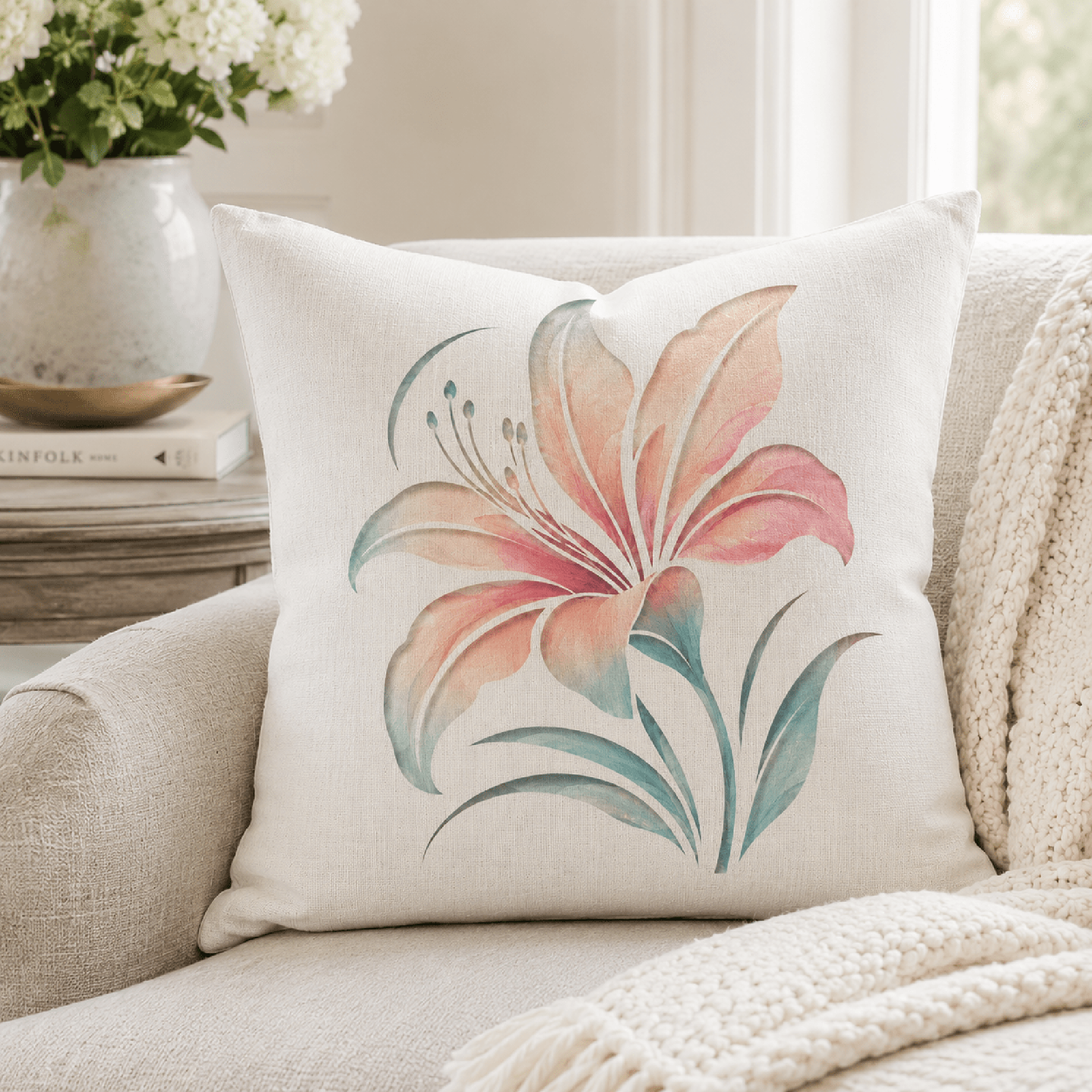 botanical flower stencil for canvas and fabric painting