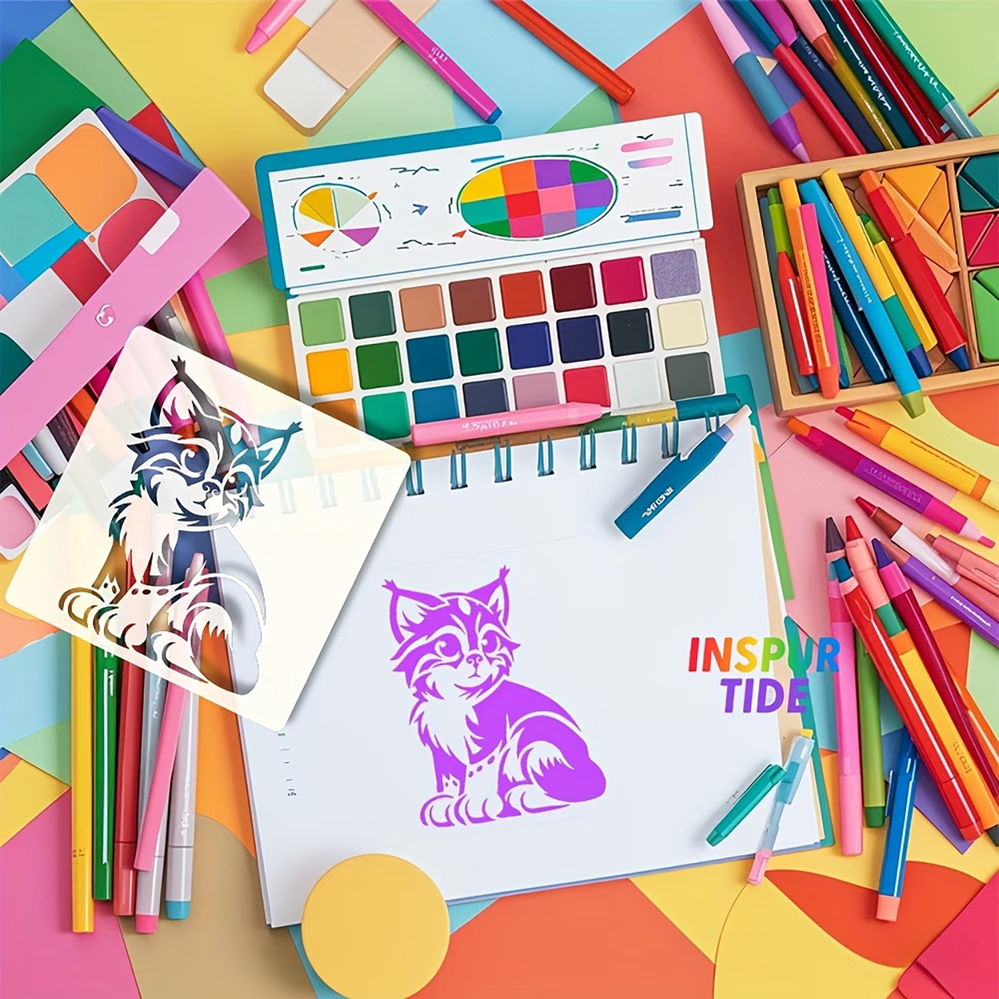 cute cartoon cat stencil for crafts
