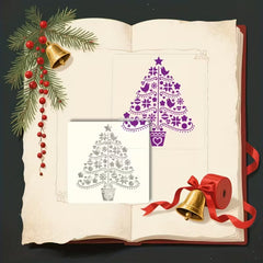 festive stencil with birds stars hearts snowflakes

