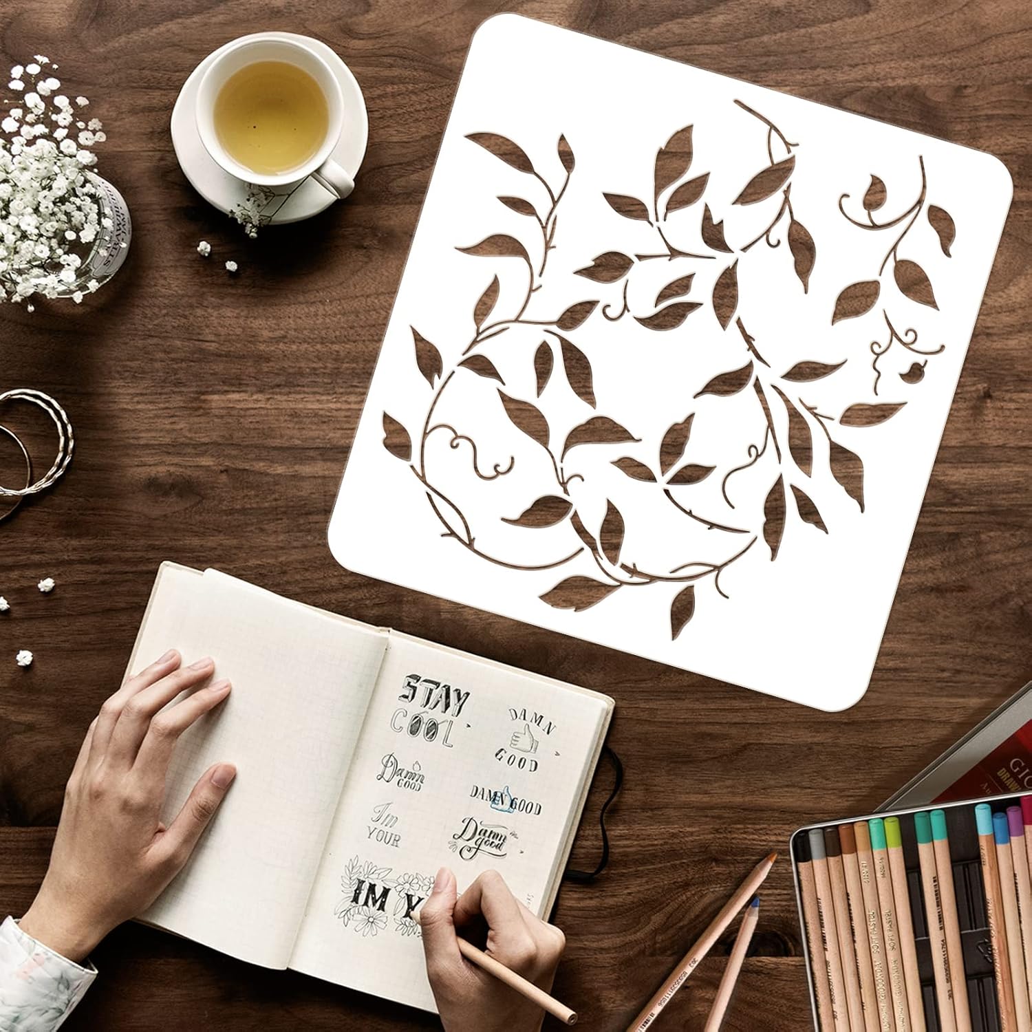 leaf plant stencil
