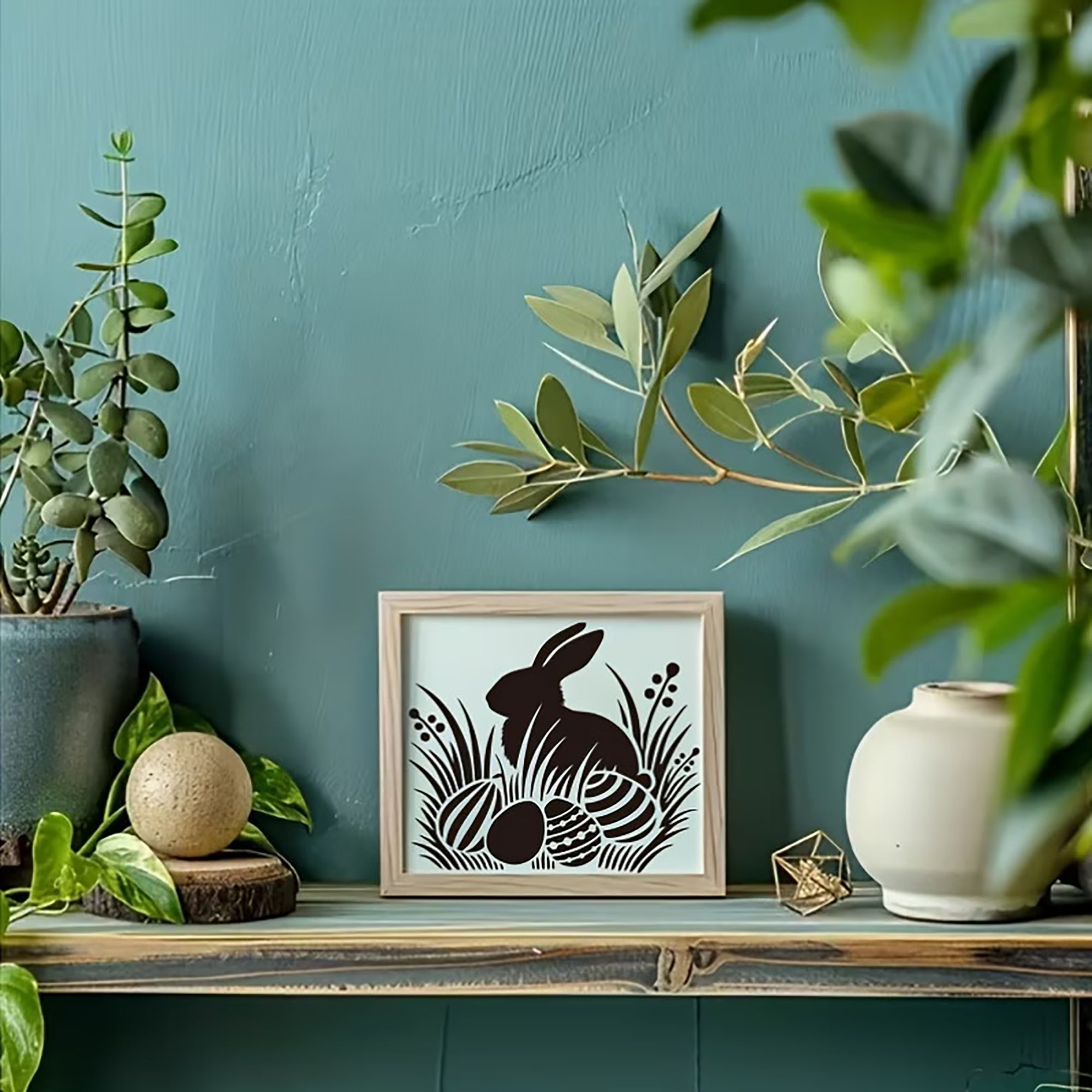 rabbit egg stencil diy
