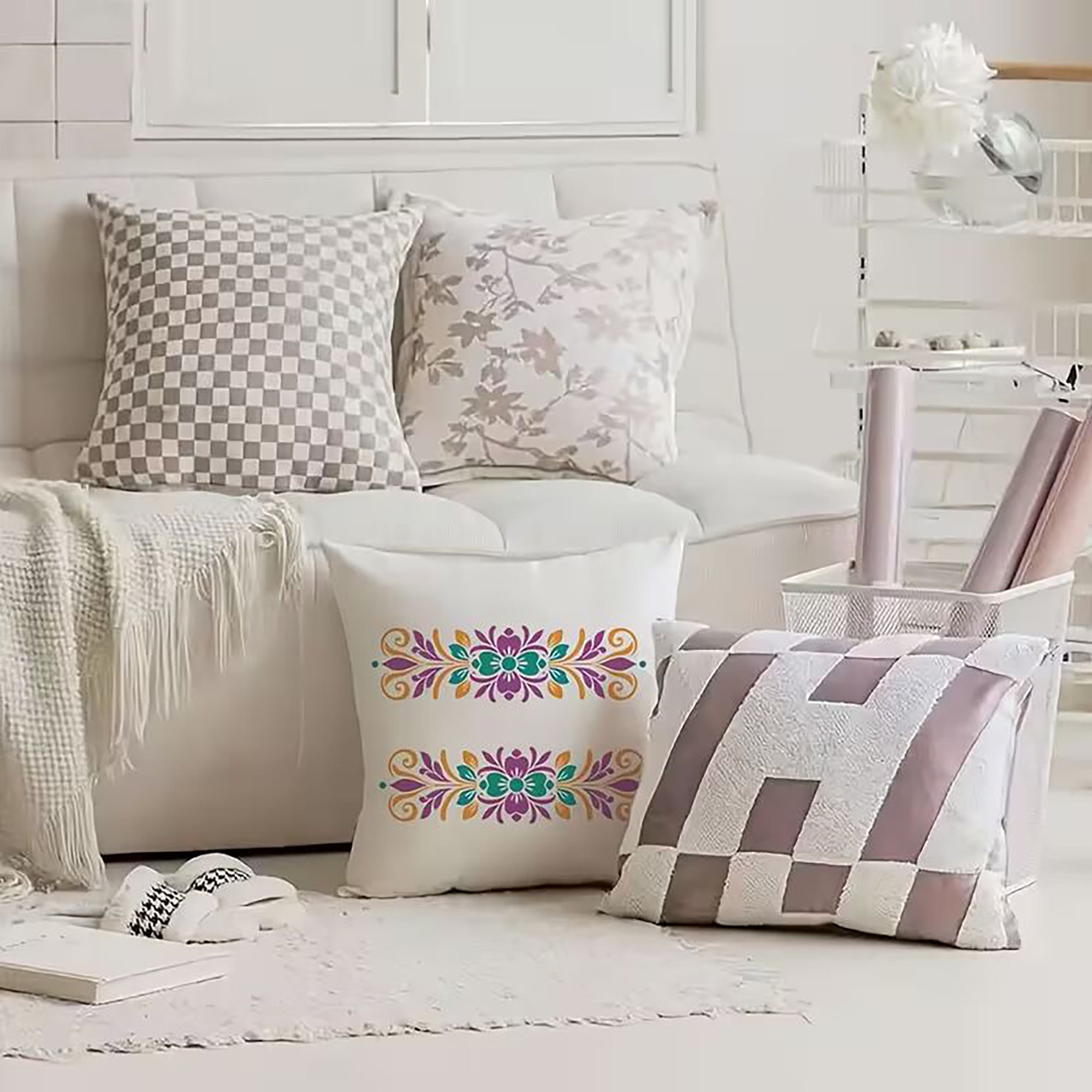 diy floral stencil for canvas painting
