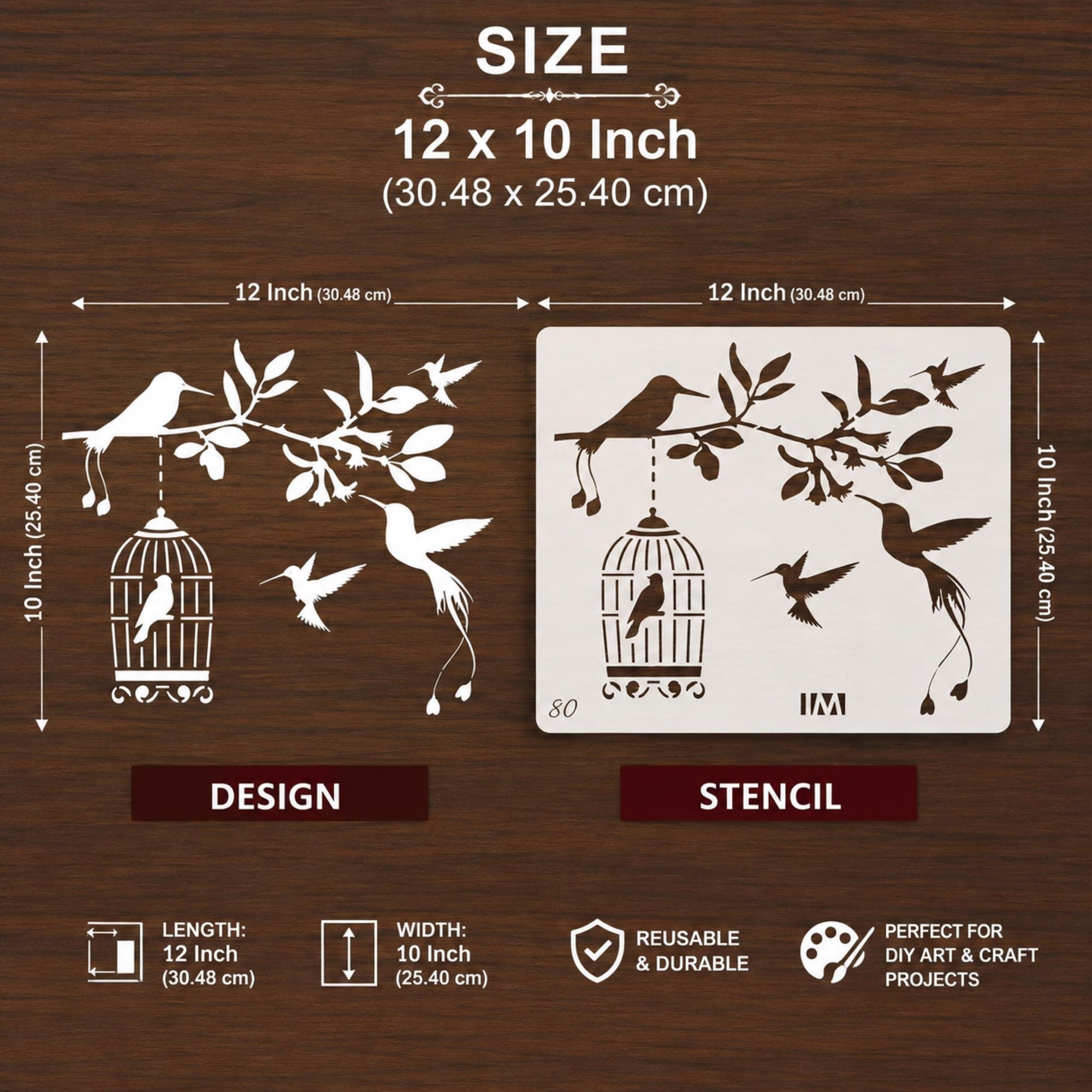 12x10 inch bird painting stencil