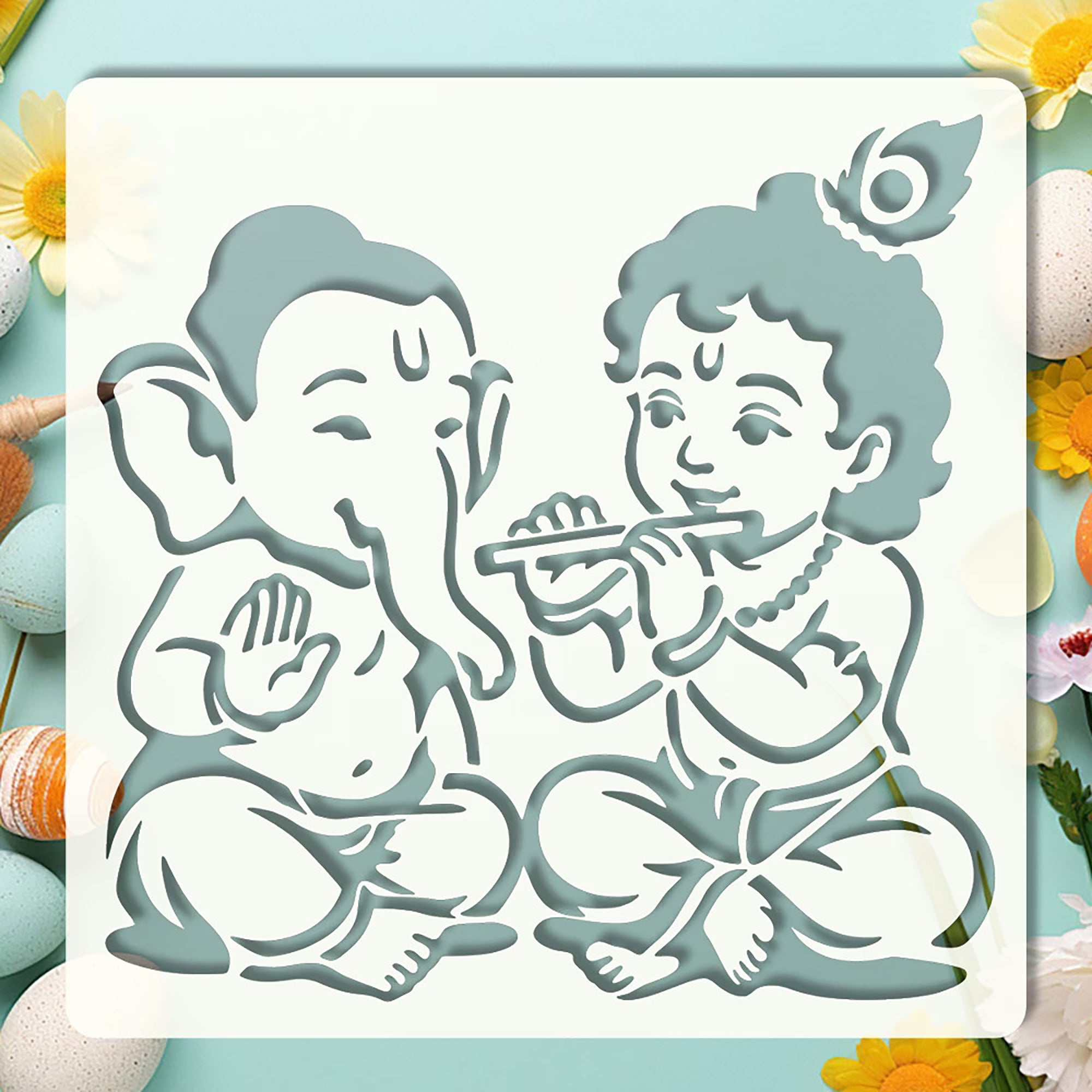 baby ganesha krishna stencil for diy painting