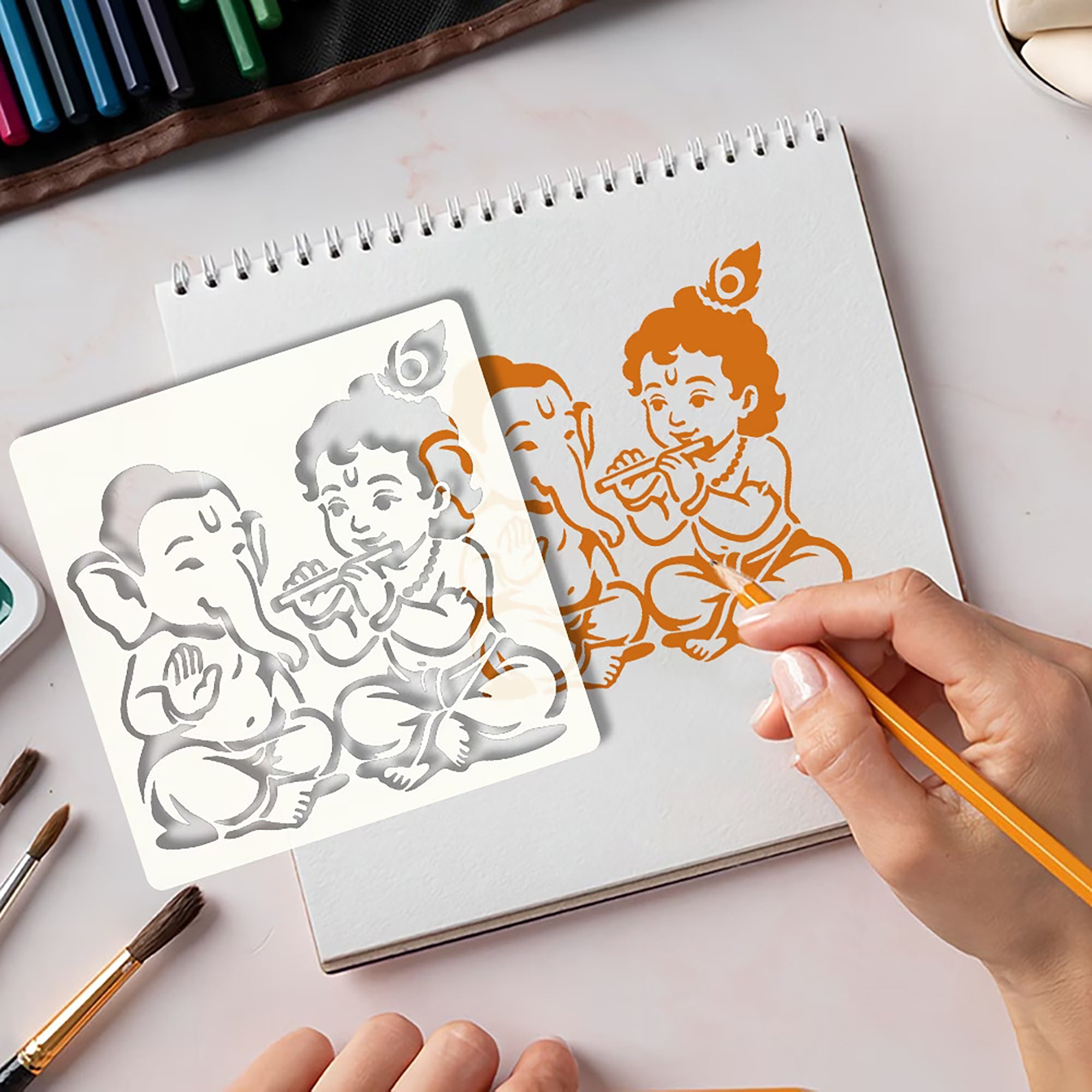 hindu art stencil for acrylic painting