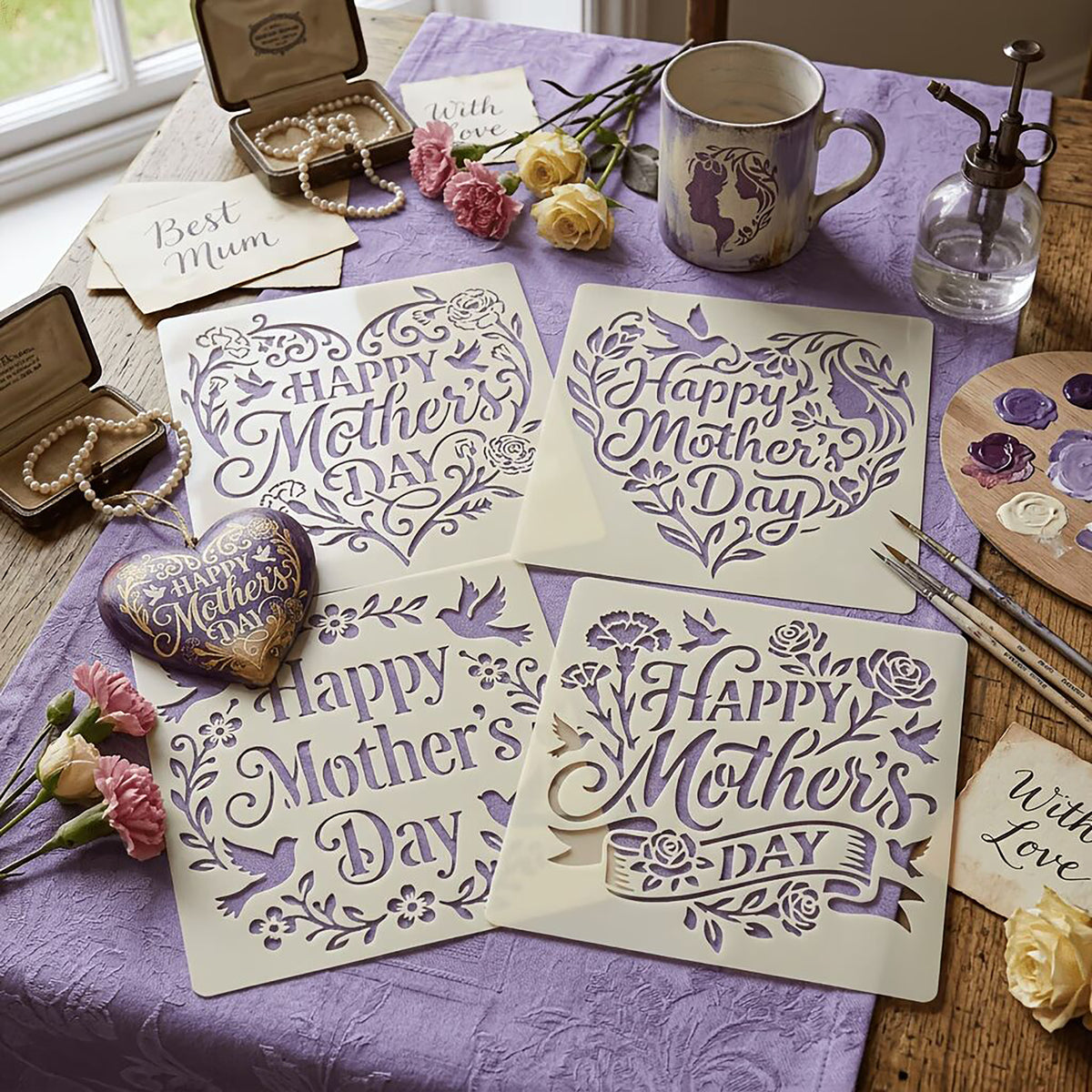 mothers day stencil for diy painting

