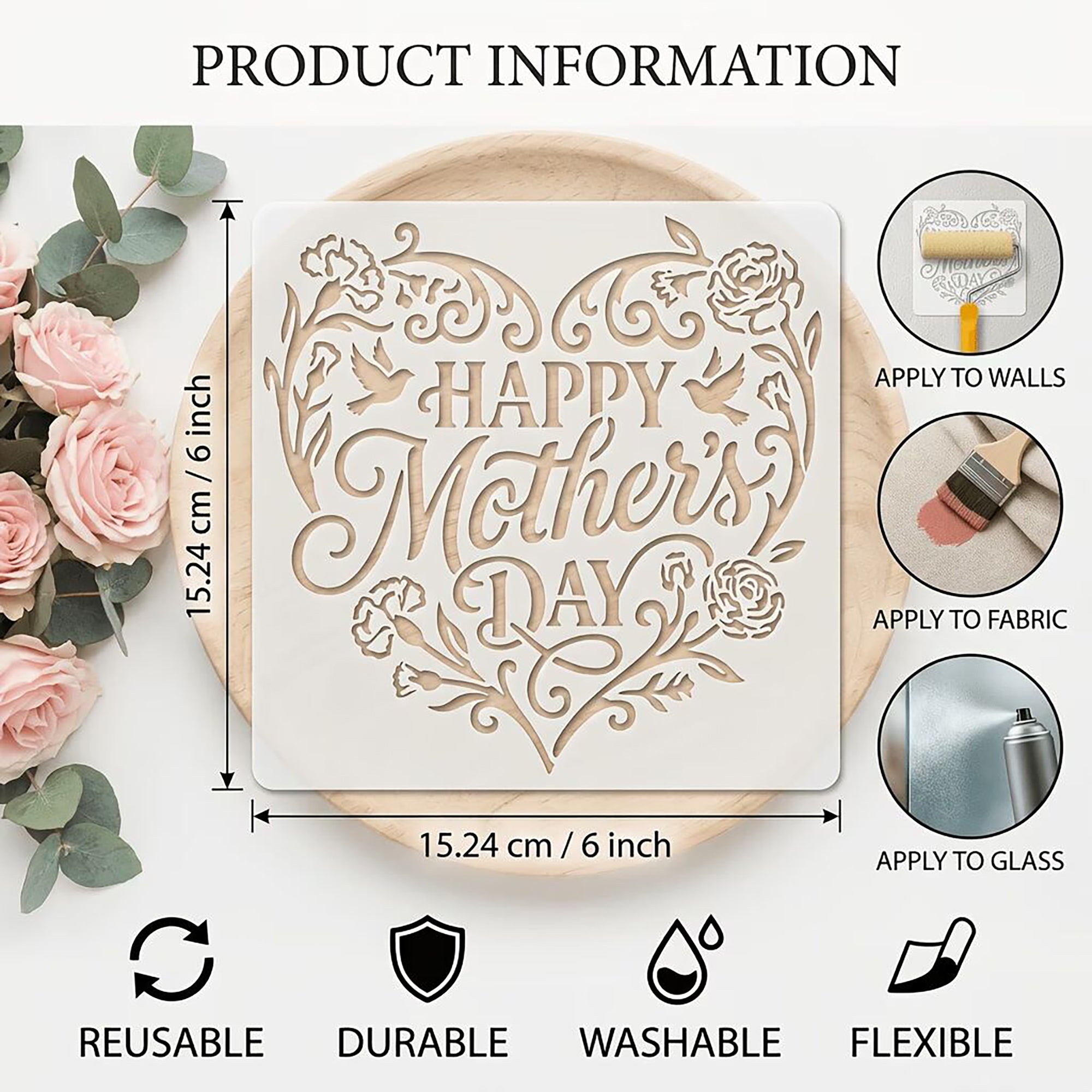 happy mothers day reusable stencil template
