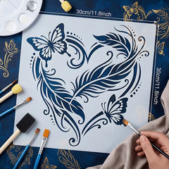 feather stencil for fabric painting projects
