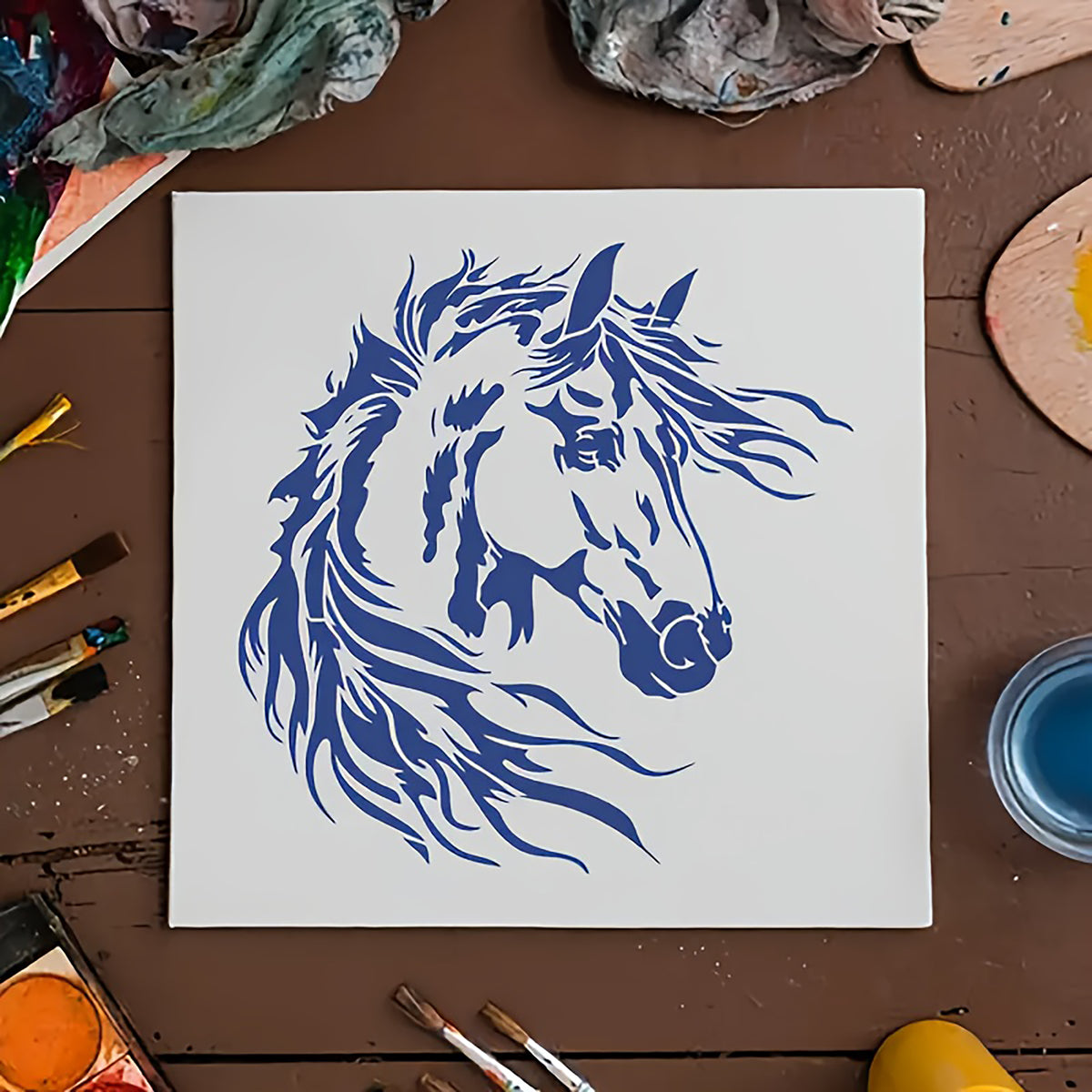 Cliths Horse PET Painting Stencil for DIY Art & Craft Reusable Horse Template for Wall Wood Canvas Furniture & Fabric Painting