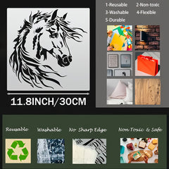 Cliths Horse PET Painting Stencil for DIY Art & Craft Reusable Horse Template for Wall Wood Canvas Furniture & Fabric Painting