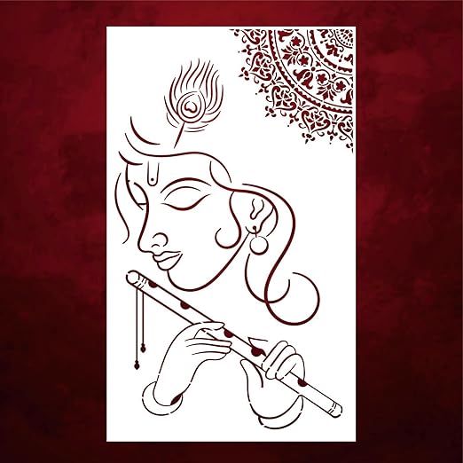 krishna wall painting stencil large size
